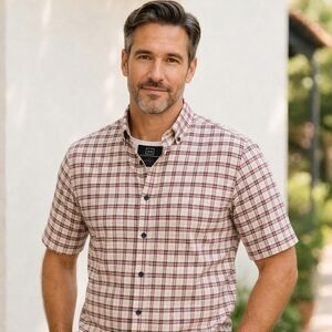 NWOT Michael Strahan Modern Fit XXL Casual Men's Plaid Button-Down Shirt